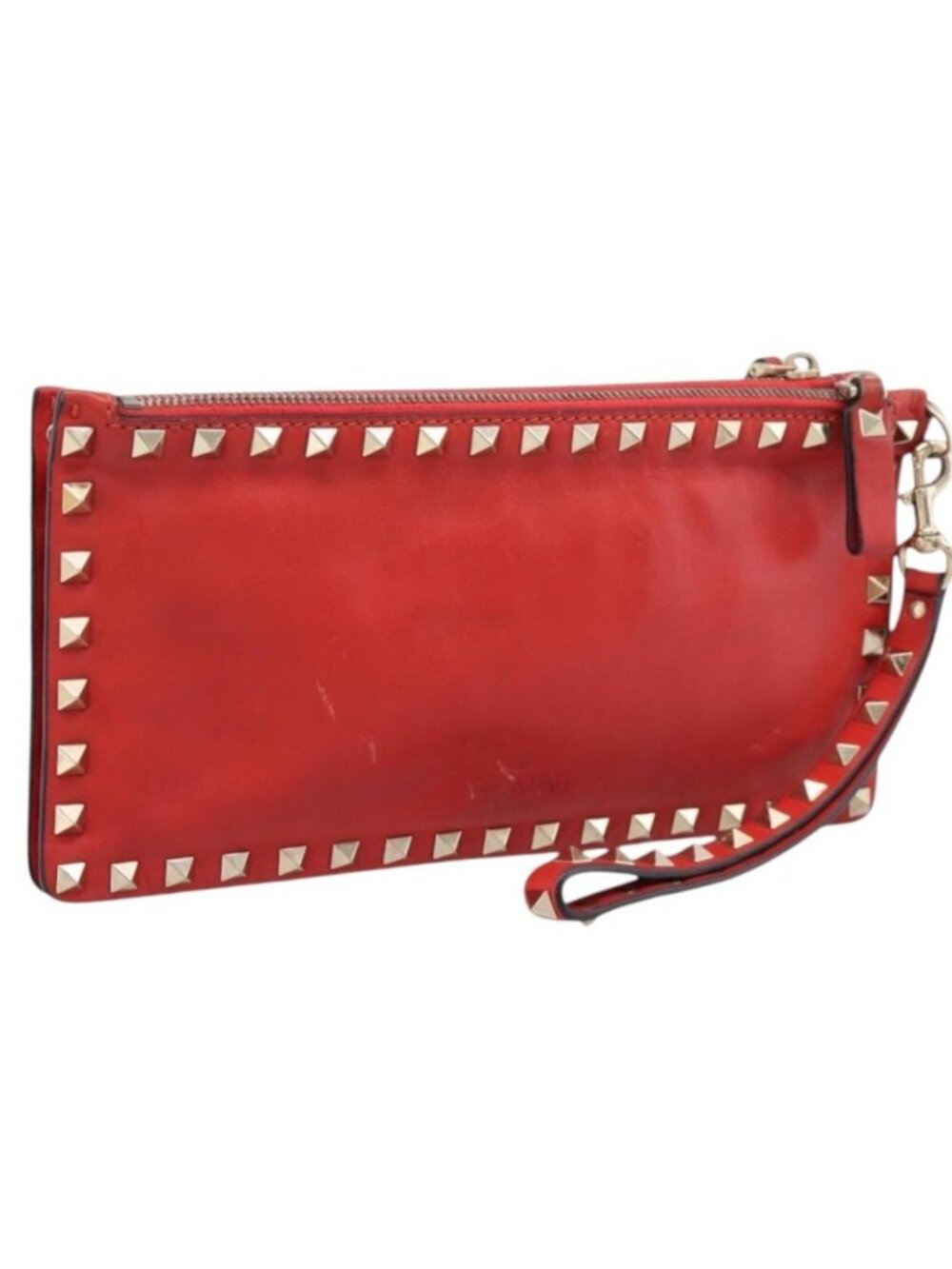 VALENTINO Clutch Bag Leather Black Gold